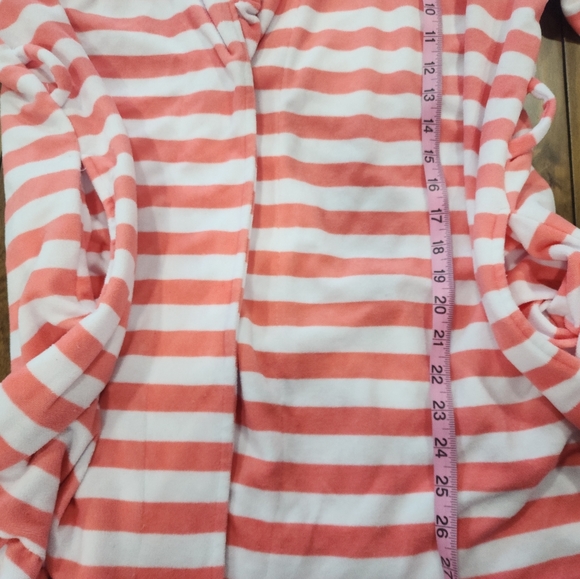 Betsey Johnson Terry Bath Robe, Large, Intimates Women's Peach Striped Belted - Picture 5 of 9